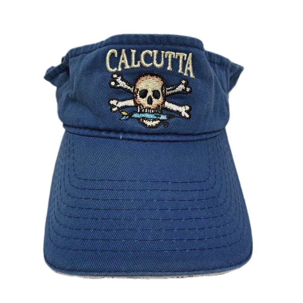 Calcutta Fishing Visor Skull Crossbones Adjustable Hat Cap Emerald Isle Carolina